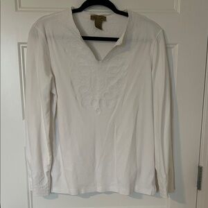 Elegant Cream Long Sleeve Top with Embroidery